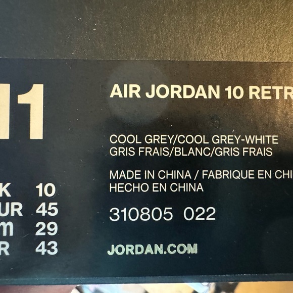 Nike Air Jordan 10 Cool Grey 2018 310805 022 Men’s Size 11 - Picture 3 of 8